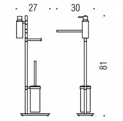 Стойка COLOMBO DESIGN SQUARE B9918 напольная с полотенцедержателем с дозатором с держателем туалетной бумаги и с ершиком