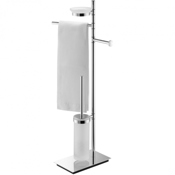 Стойка COLOMBO DESIGN SQUARE B9903 напольная с полотенцедержателем с мыльницей с держателем туалетной бумаги и с ершиком